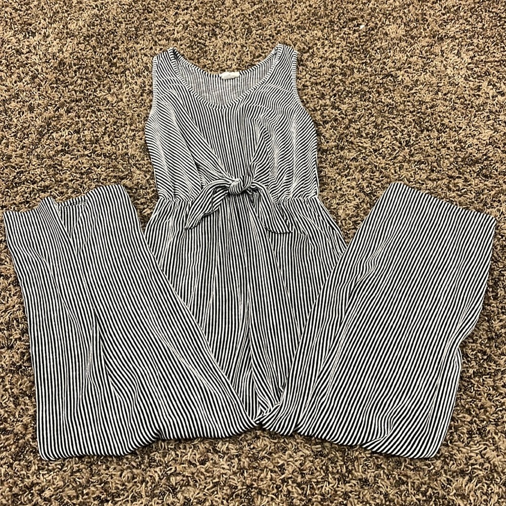 Women’s Black and White Striped Jumpsuit - Size  S